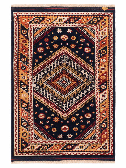 Pasha Turkish Shirwan  Navy Orange Traditional