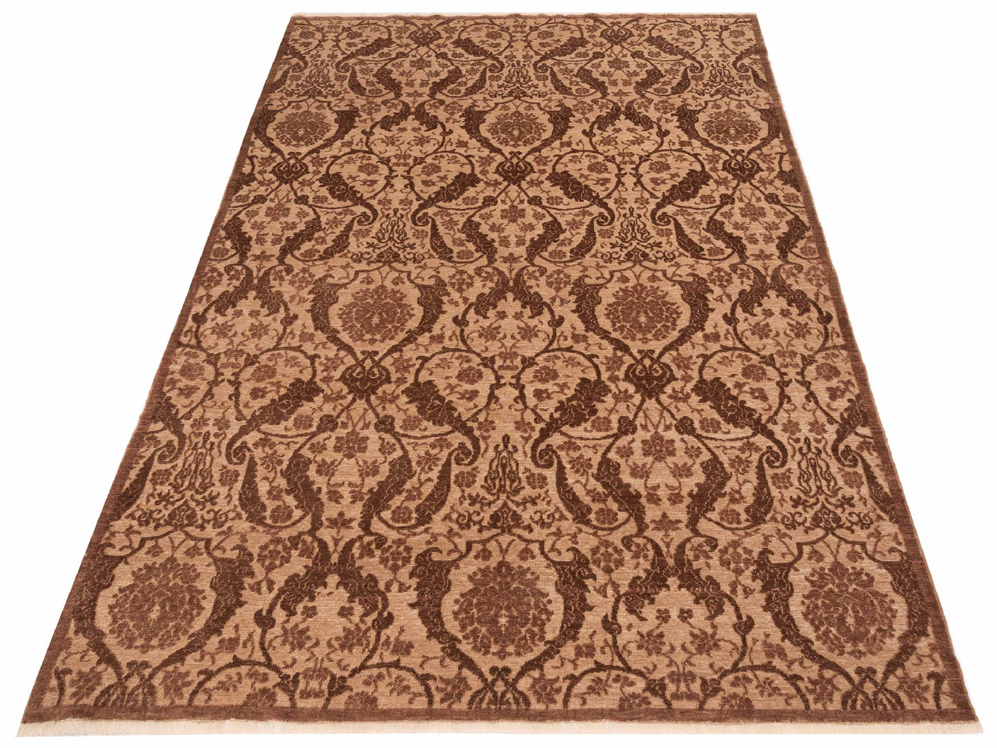 Defnera Brown Ice Blue 6.7x9.9 Hand Knotted Rug