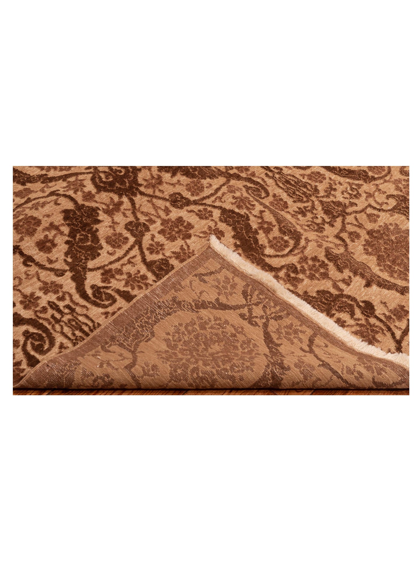 Defnera Brown Ice Blue 6.7x9.9 Hand Knotted Rug