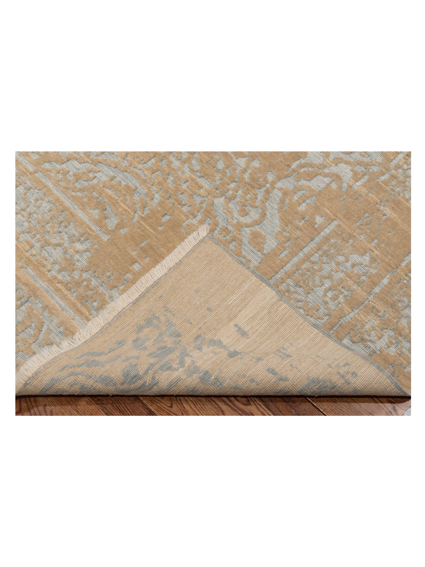 Defnera Ice Blue Ivory 6.6x9.9 Hand Knotted Rug