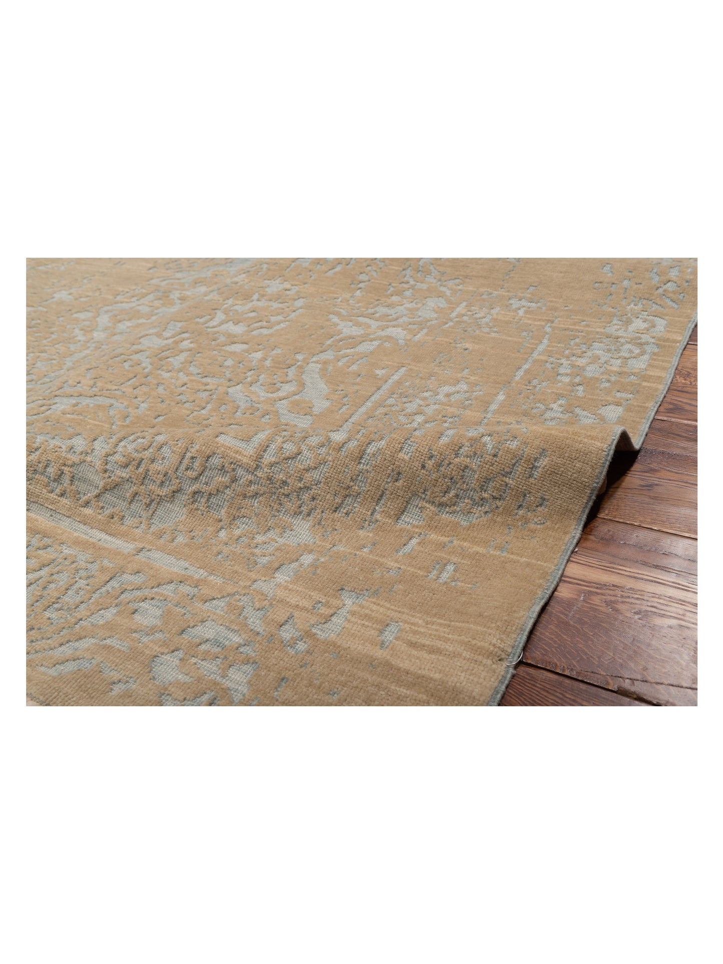 Defnera Ice Blue Ivory 6.6x9.9 Hand Knotted Rug