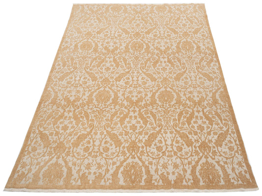 Defnera Ivory Gold 8.1x9.10 Hand Knotted Rug