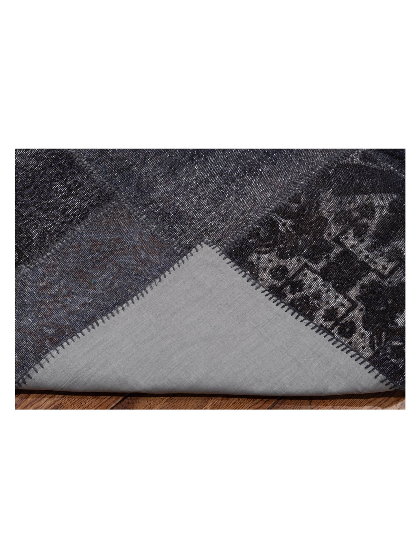 Patchwork Charcoal 7x13 Hand Knotted Rug