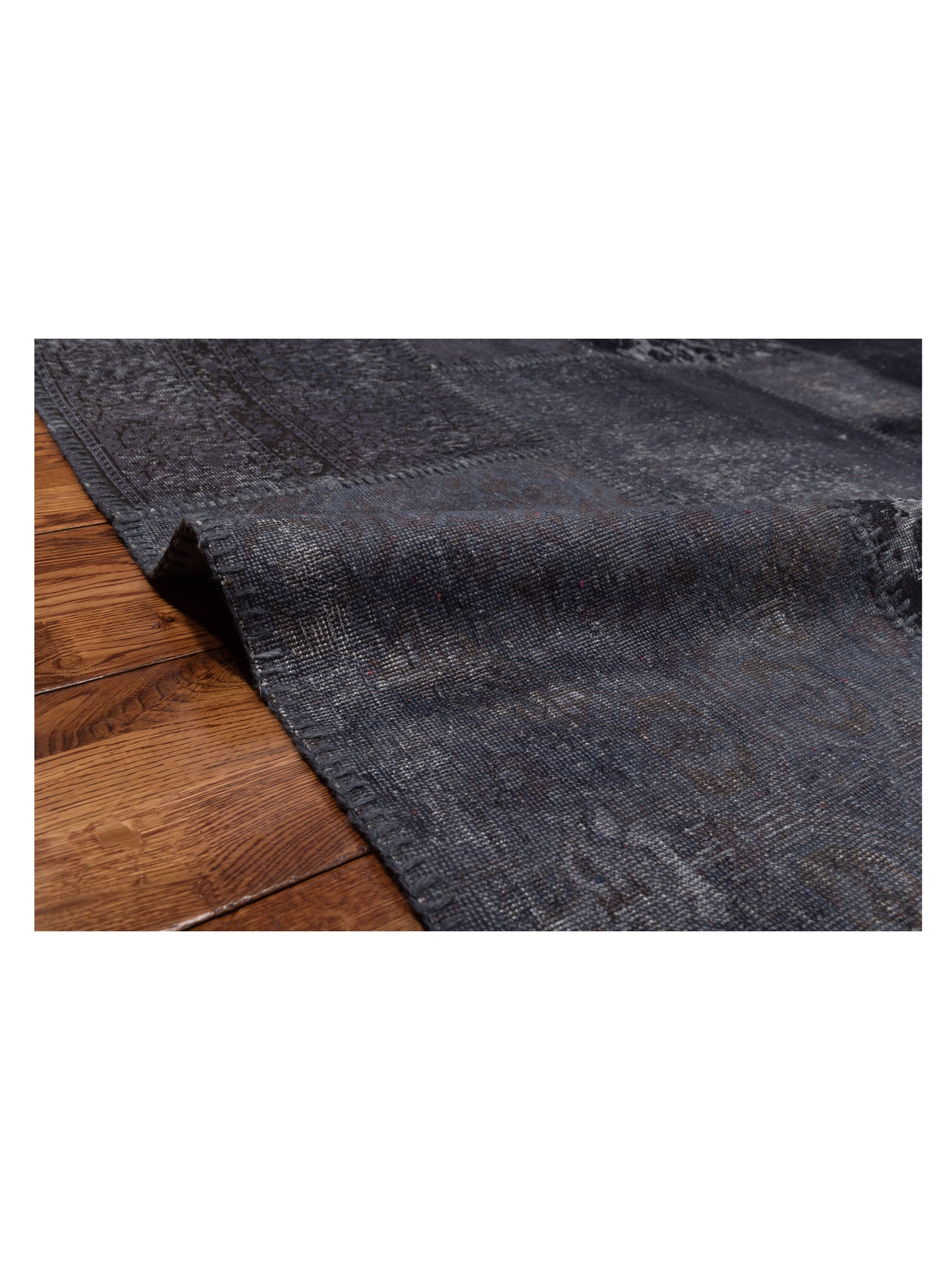 Patchwork Charcoal 7x13 Hand Knotted Rug