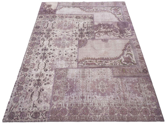 Patchwork Purple 8.1x10 Hand Knotted Rug