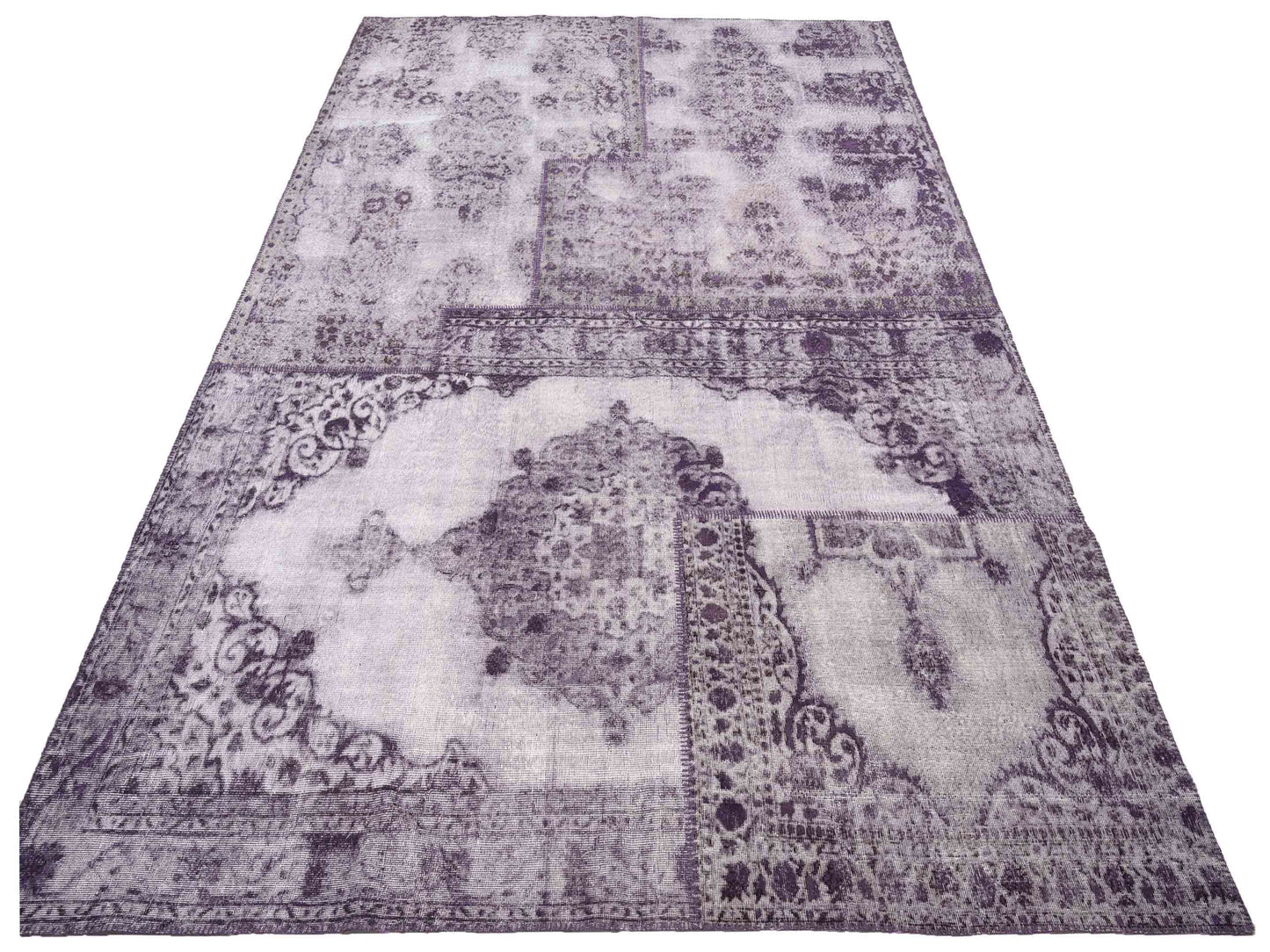 Patchwork Purple 10x13.11 Hand Knotted Rug