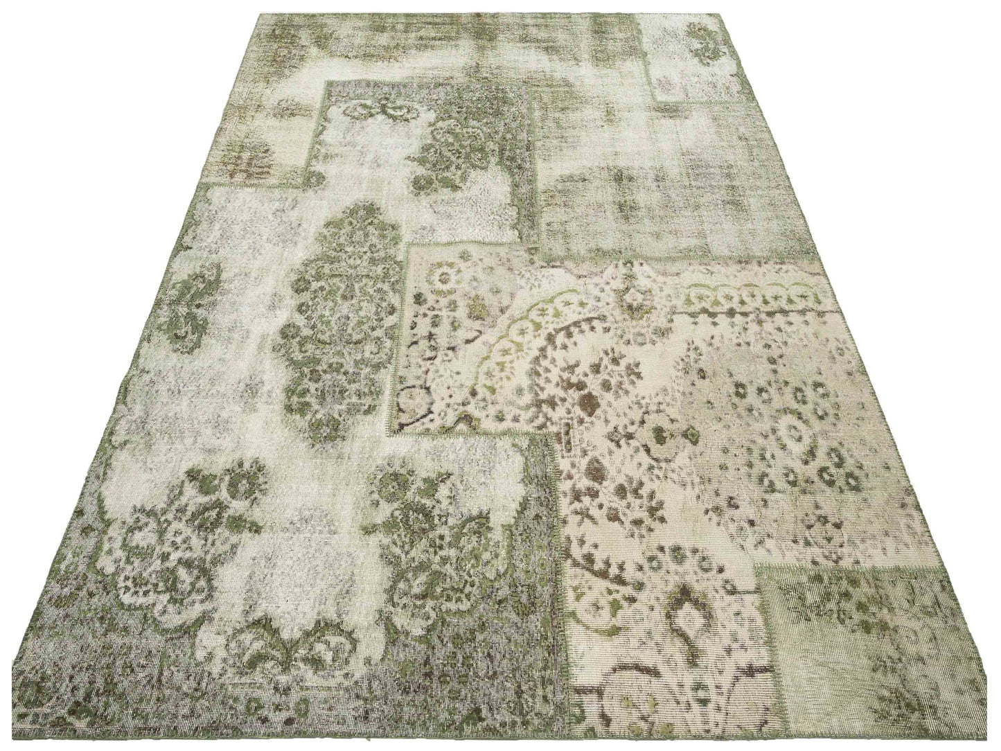 Patchwork Green 9.1x12 Hand Knotted Rug