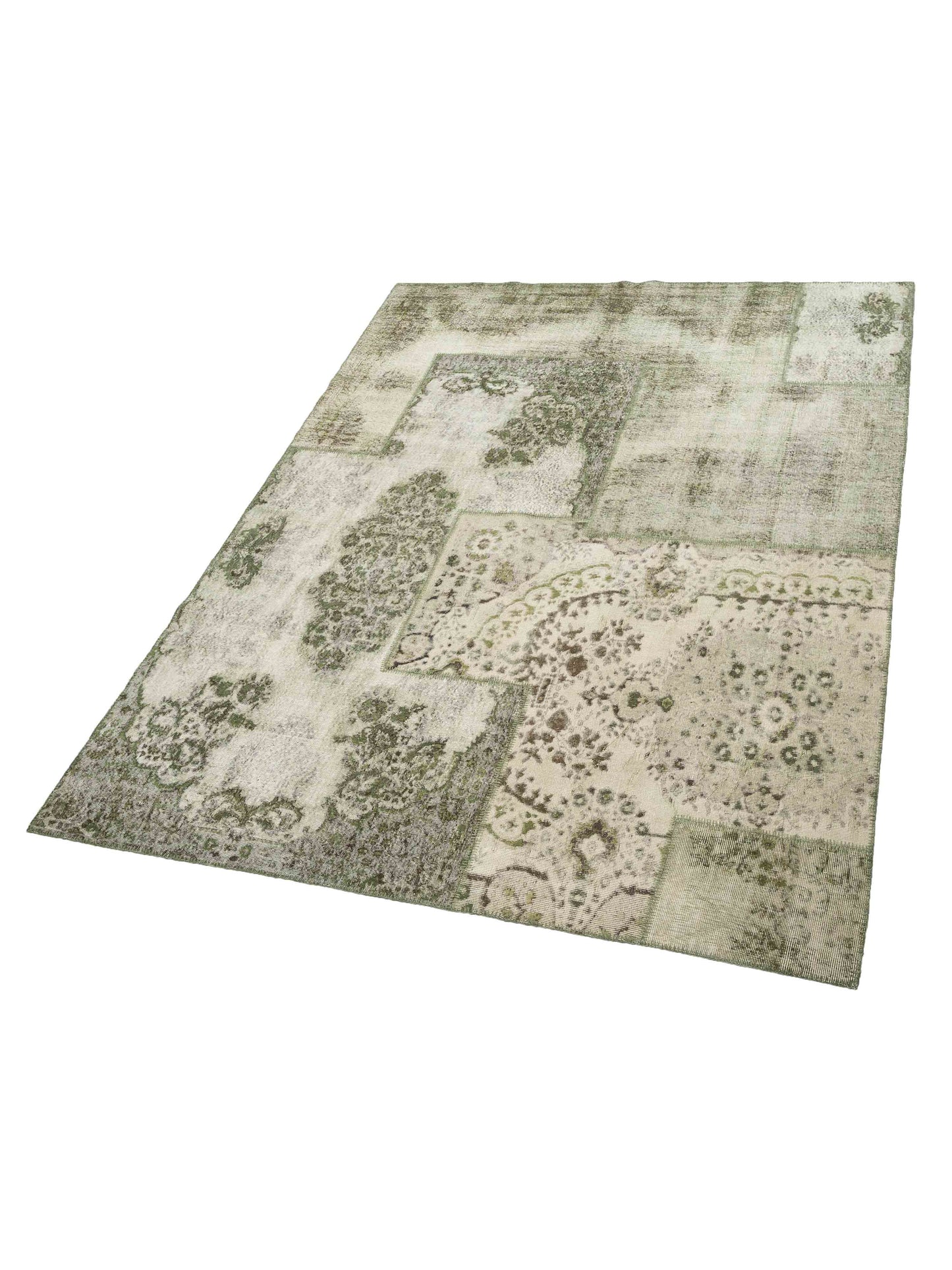 Patchwork Green 9.1x12 Hand Knotted Rug
