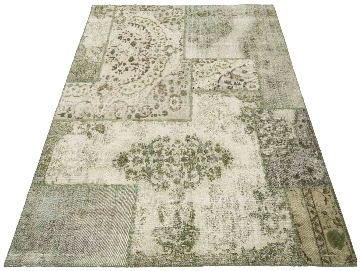 Patchwork Green 8.1x10 Hand Knotted Rug