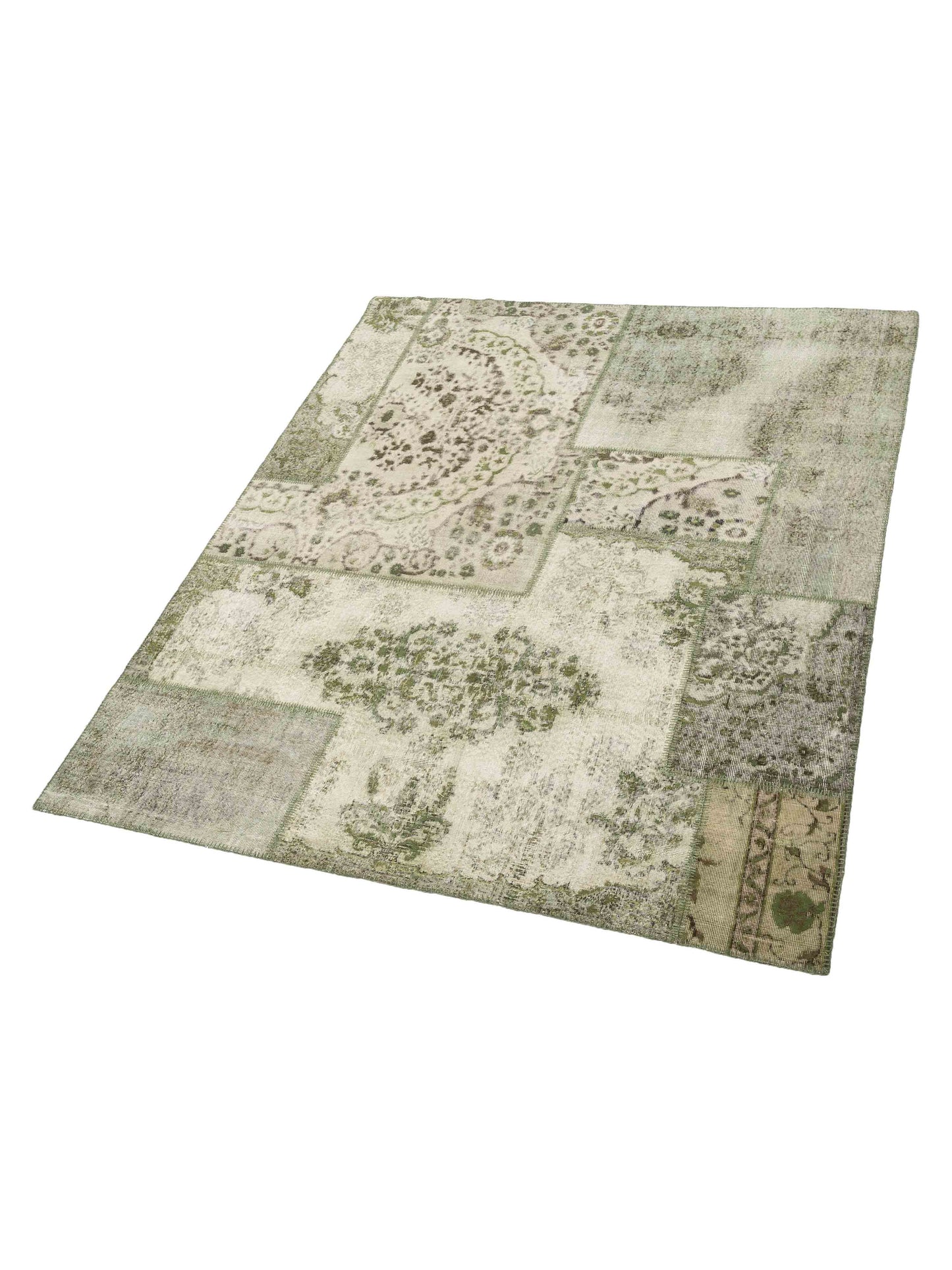 Patchwork Green 8.1x10 Hand Knotted Rug