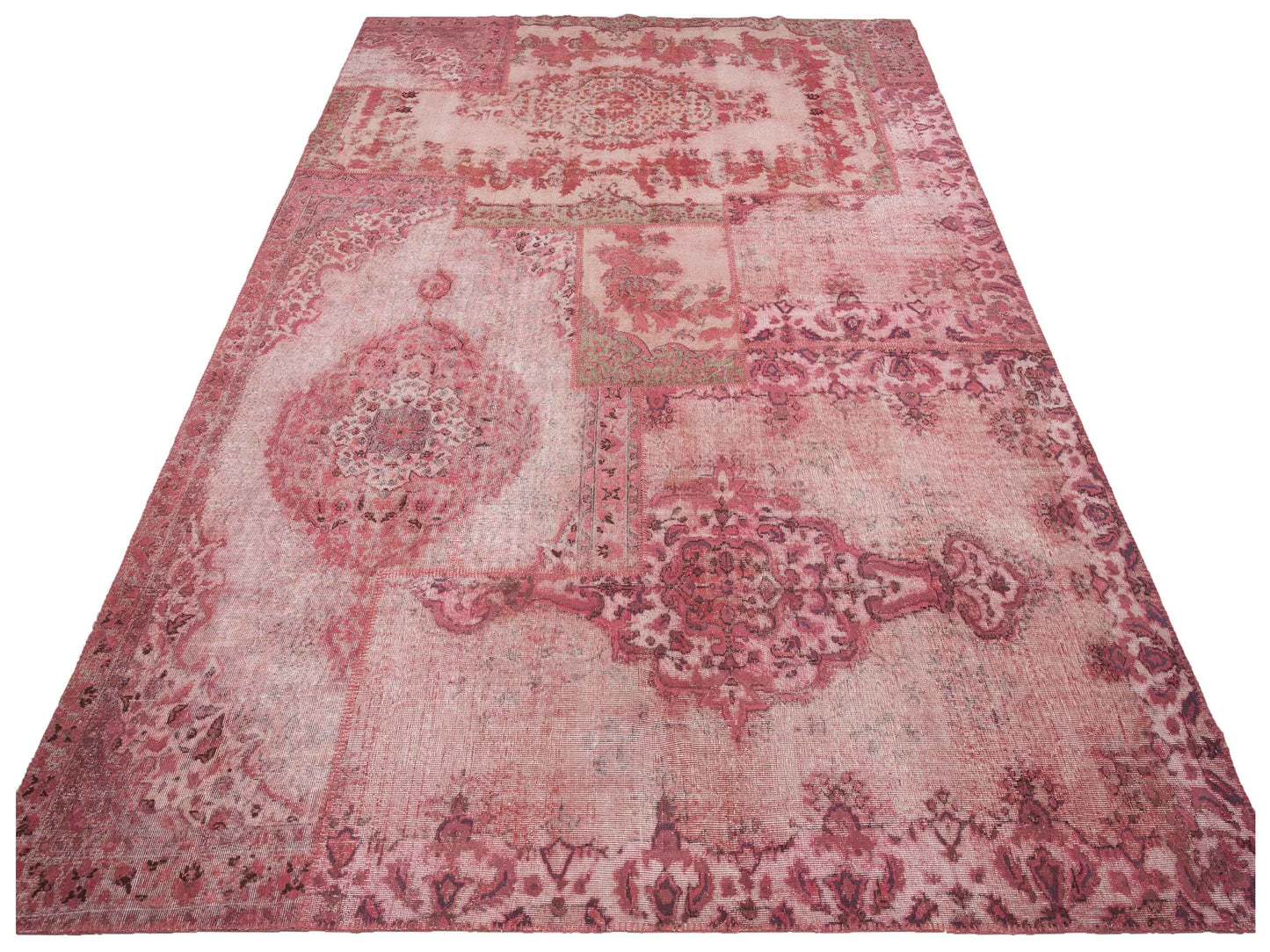 Patchwork Pink 10.1x13.11 Hand Knotted Rug