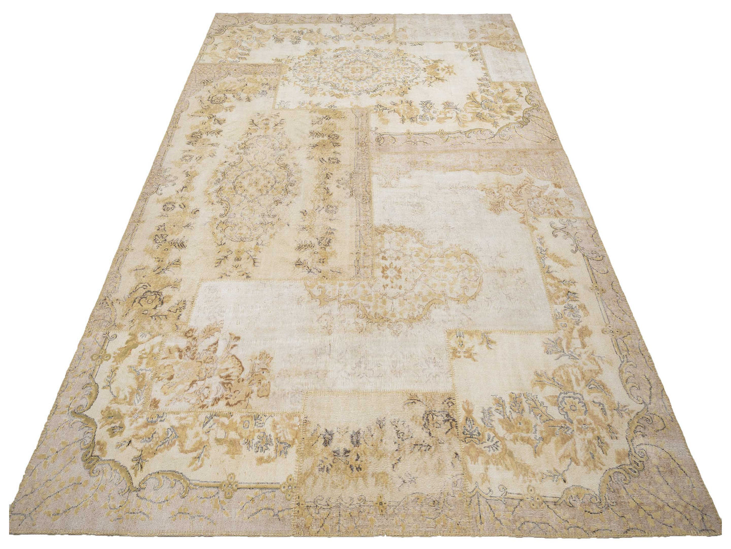 Patchwork Light Green 10.1x13.11 Hand Knotted Rug