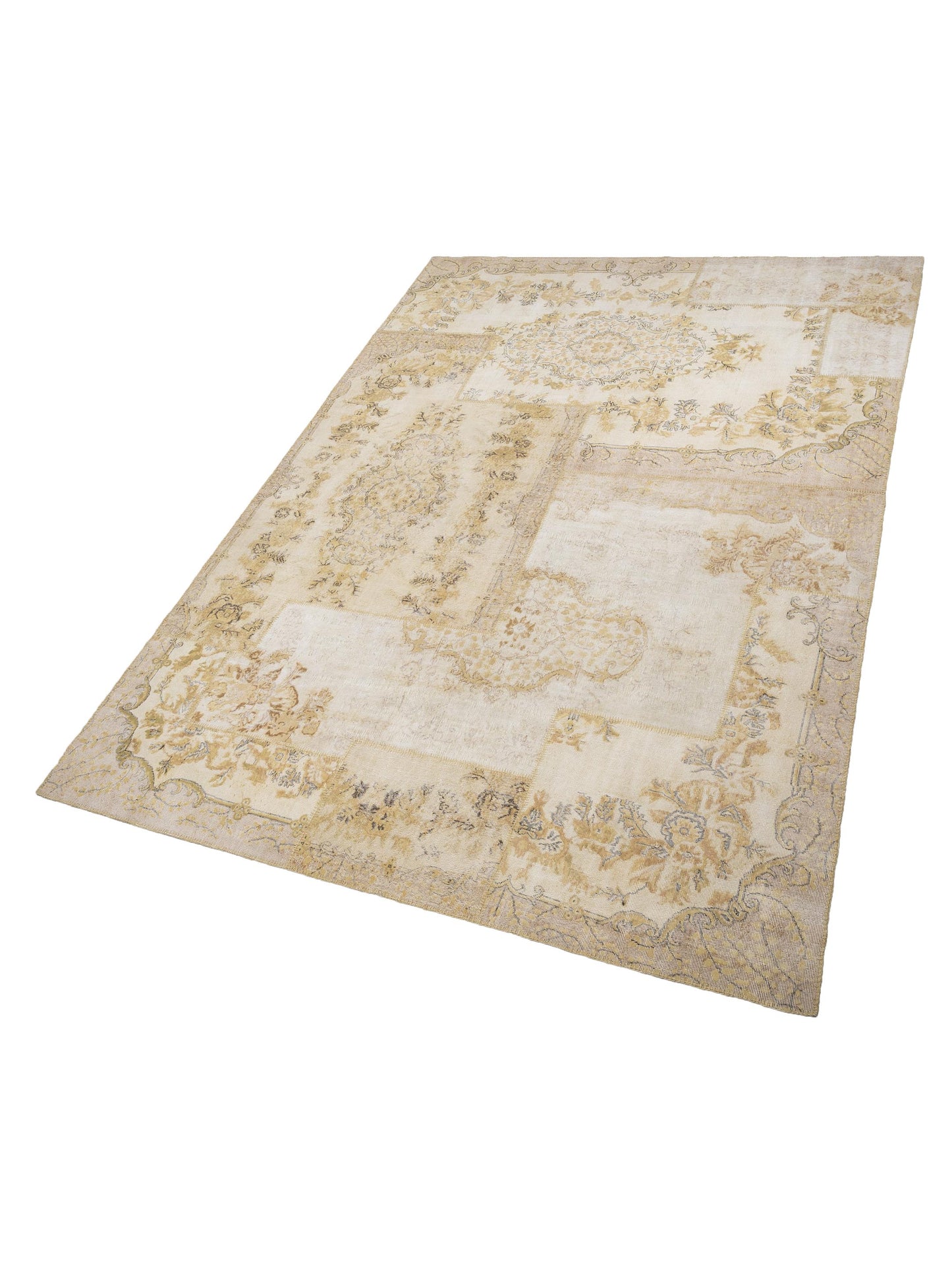 Patchwork Light Green 10.1x13.11 Hand Knotted Rug