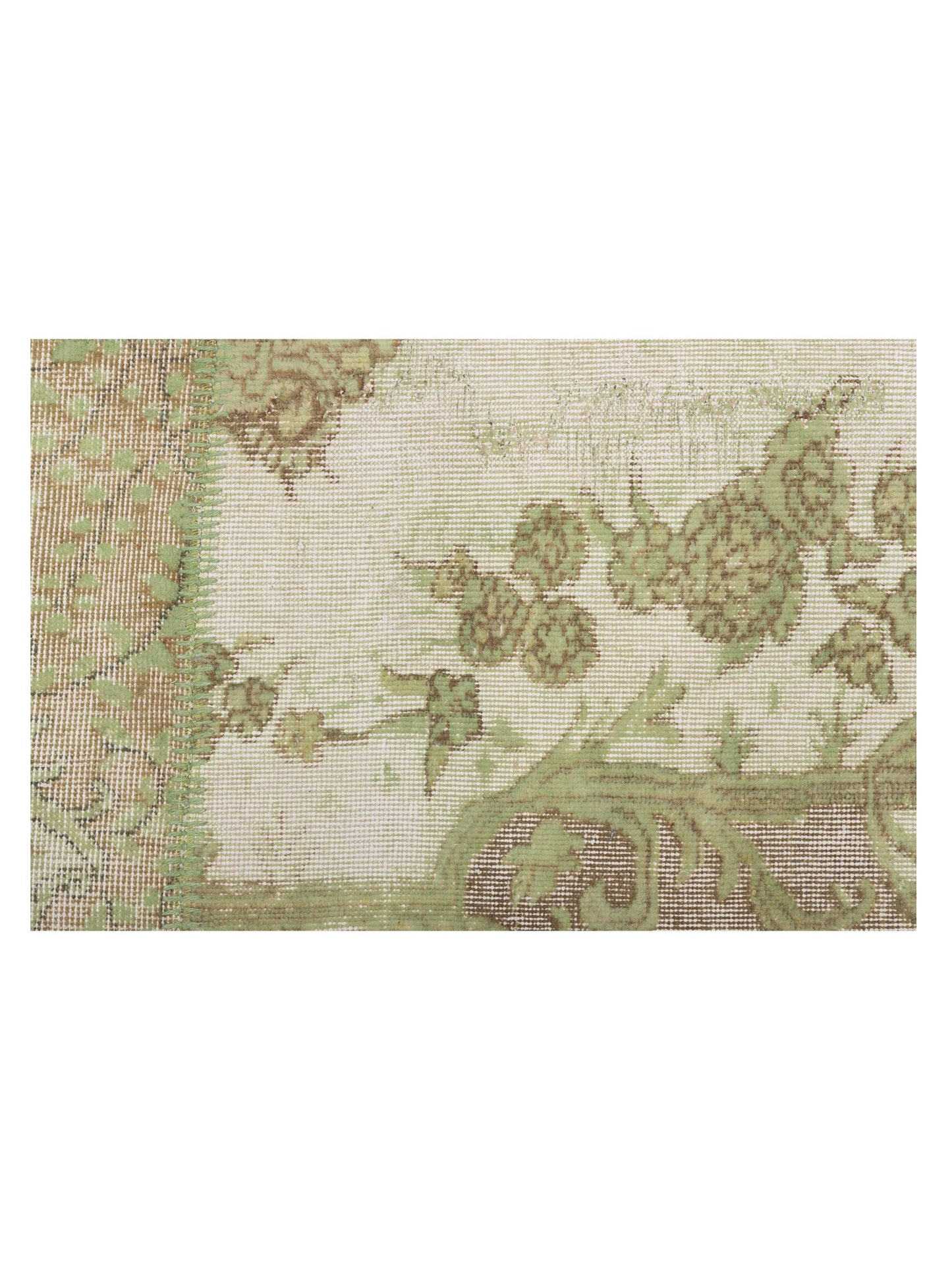Patchwork Ivory Green 9.1x12 Hand Knotted Rug