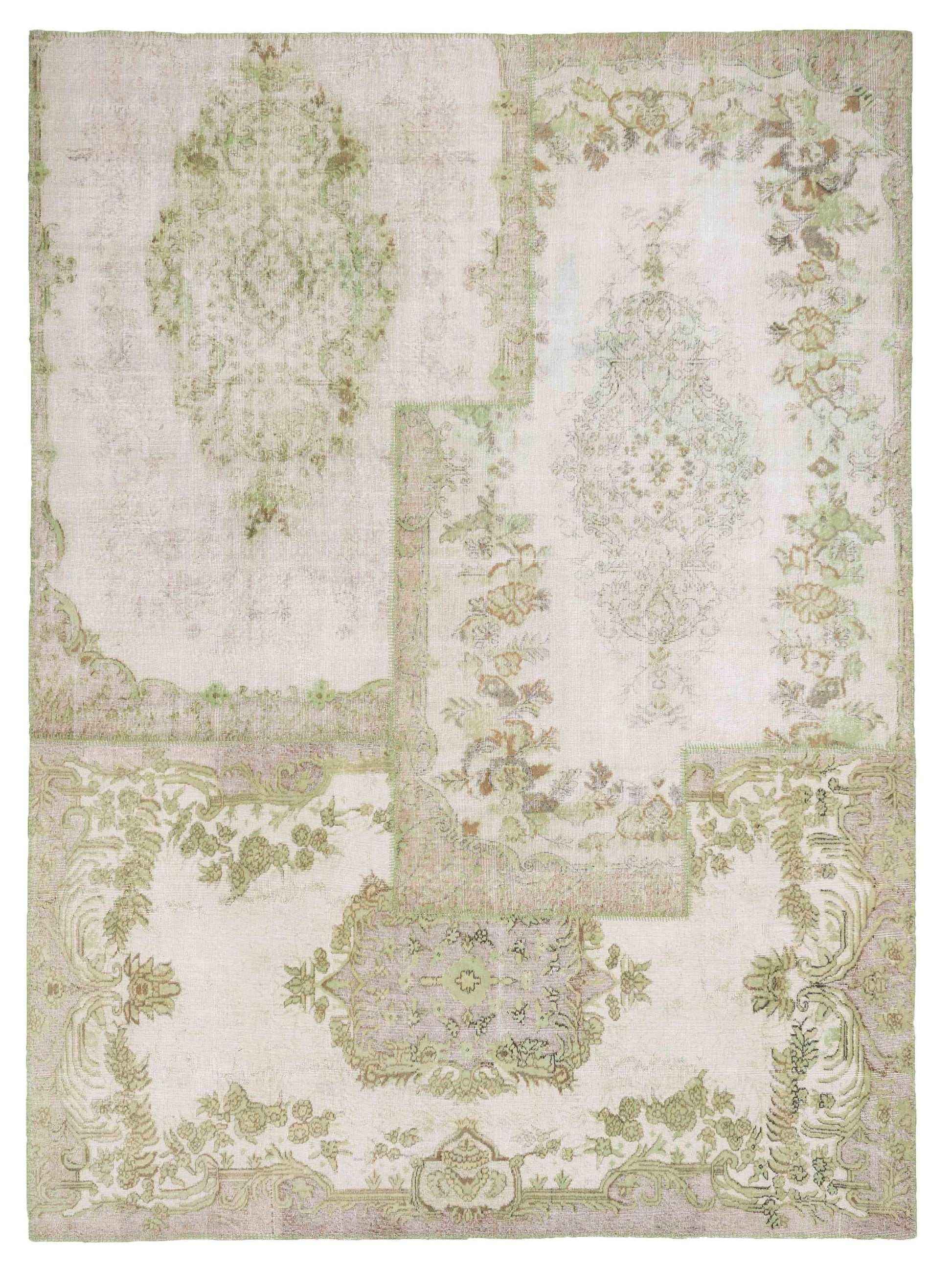 Pasha Turkish Vestige Patchwork  Ivory Green Contemporary