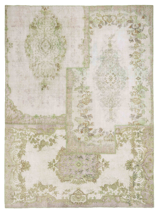 Pasha Turkish Vestige Patchwork  Ivory Green Contemporary