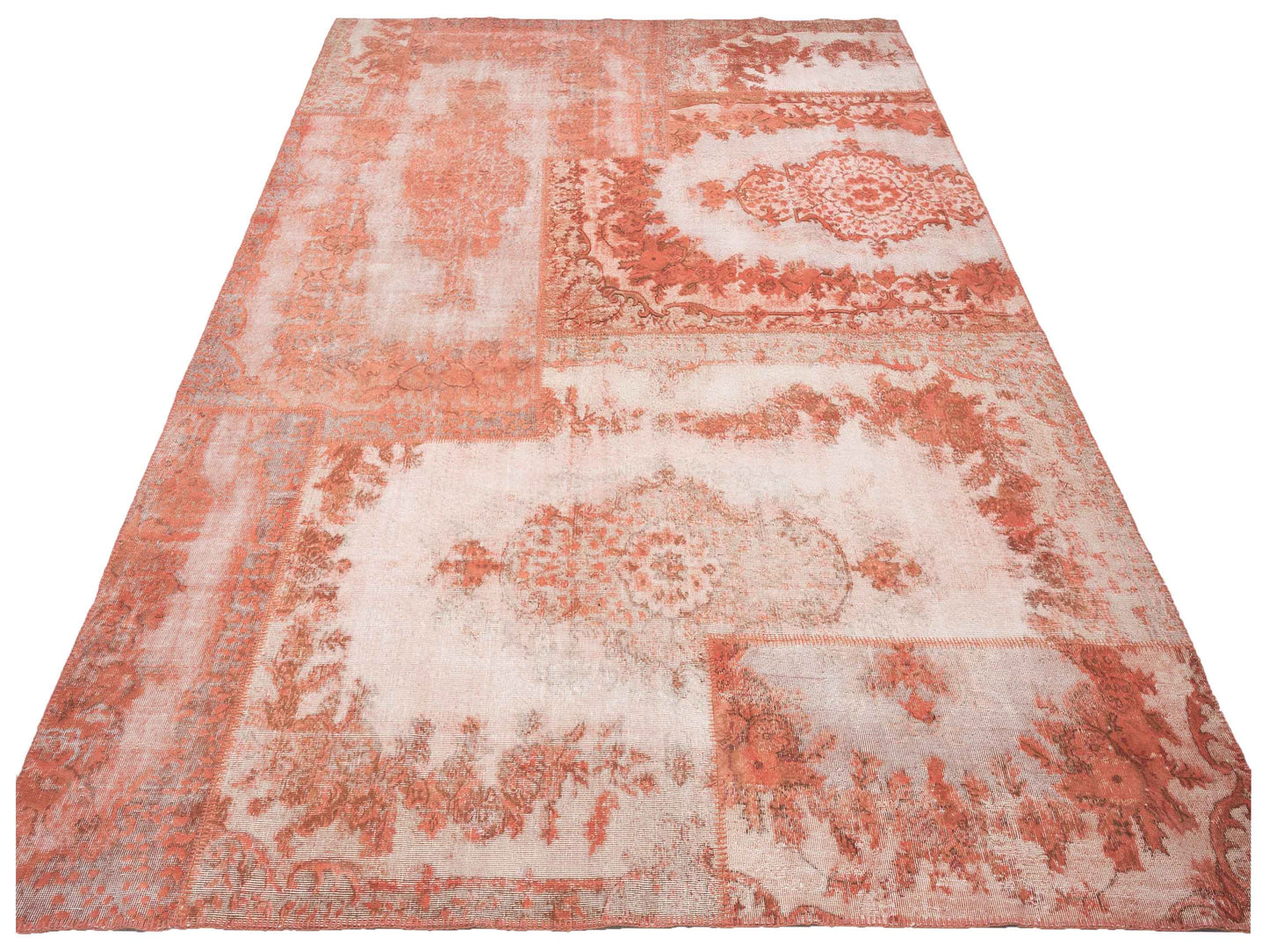 Patchwork Coral 10.1x13.1 Hand Knotted Rug