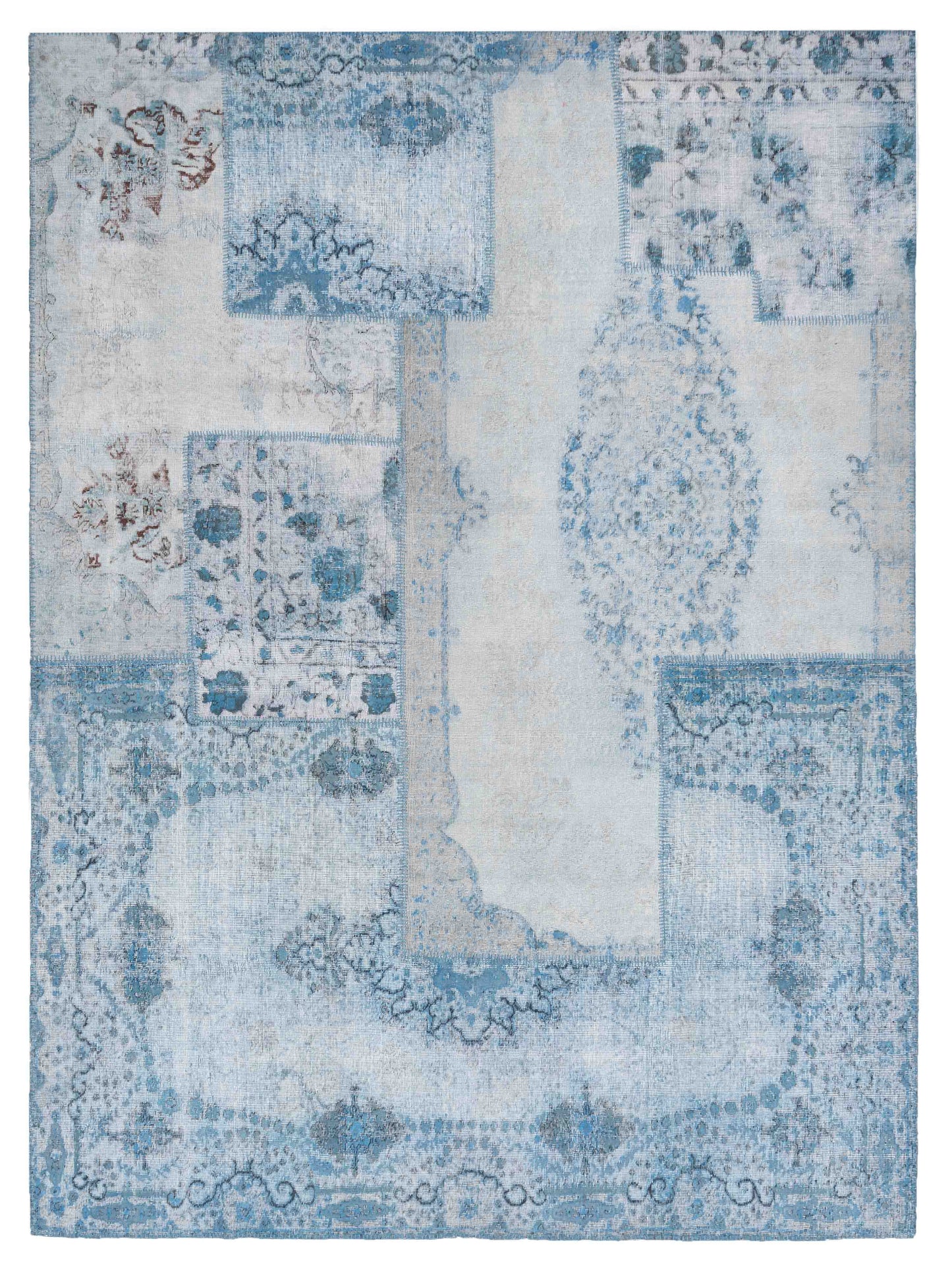 Pasha Turkish Vestige Patchwork  Silver Blue Contemporary
