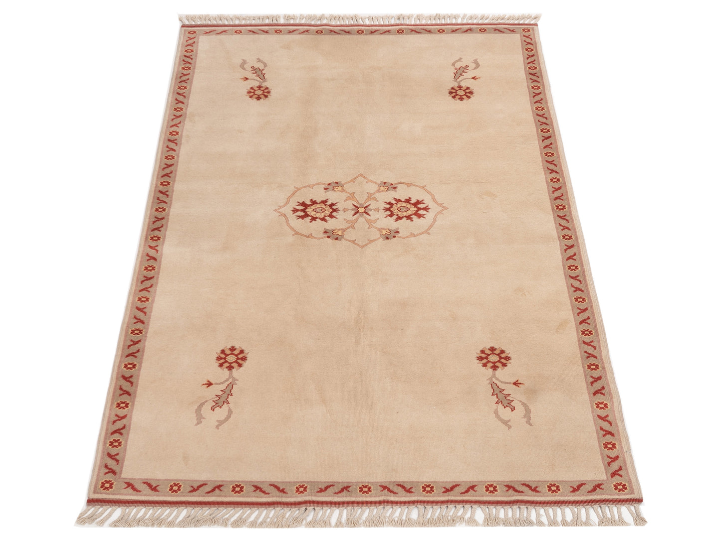 Turkeya Beige Brown 5.4x8.11 Hand Knotted Rug
