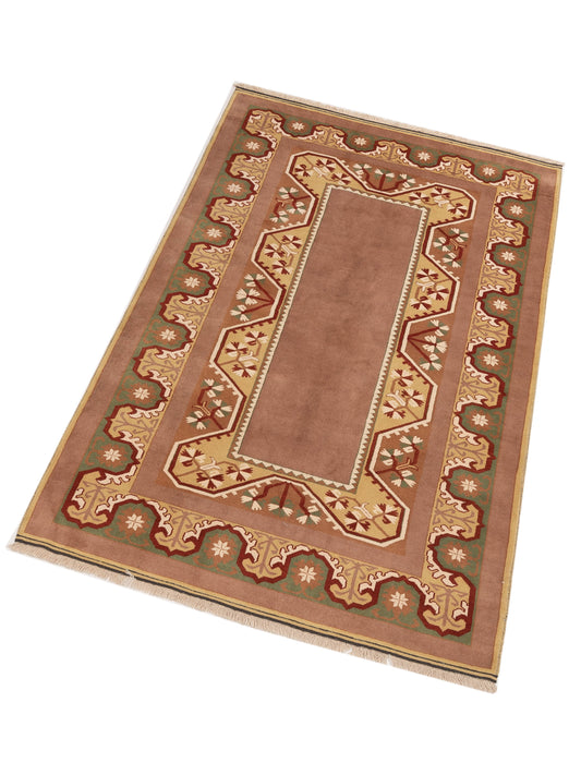 Turkeya Purple Green 5.4x8.9 Hand Knotted Rug