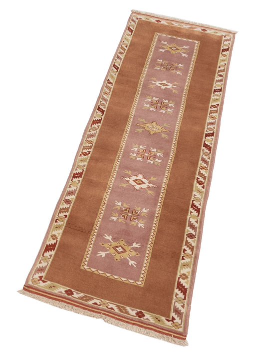 Turkeya Purple Brown 2.10x9.4 Hand Knotted Rug