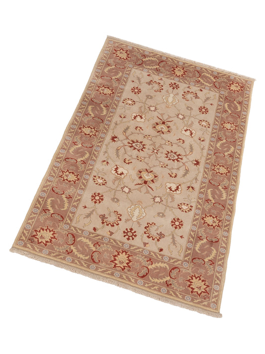 Turkeya Beige Pink 5.6x8.5 Hand Knotted Rug