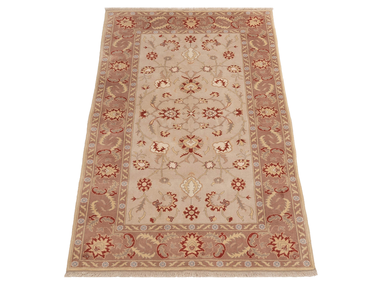 Turkeya Beige Pink 5.6x8.5 Hand Knotted Rug