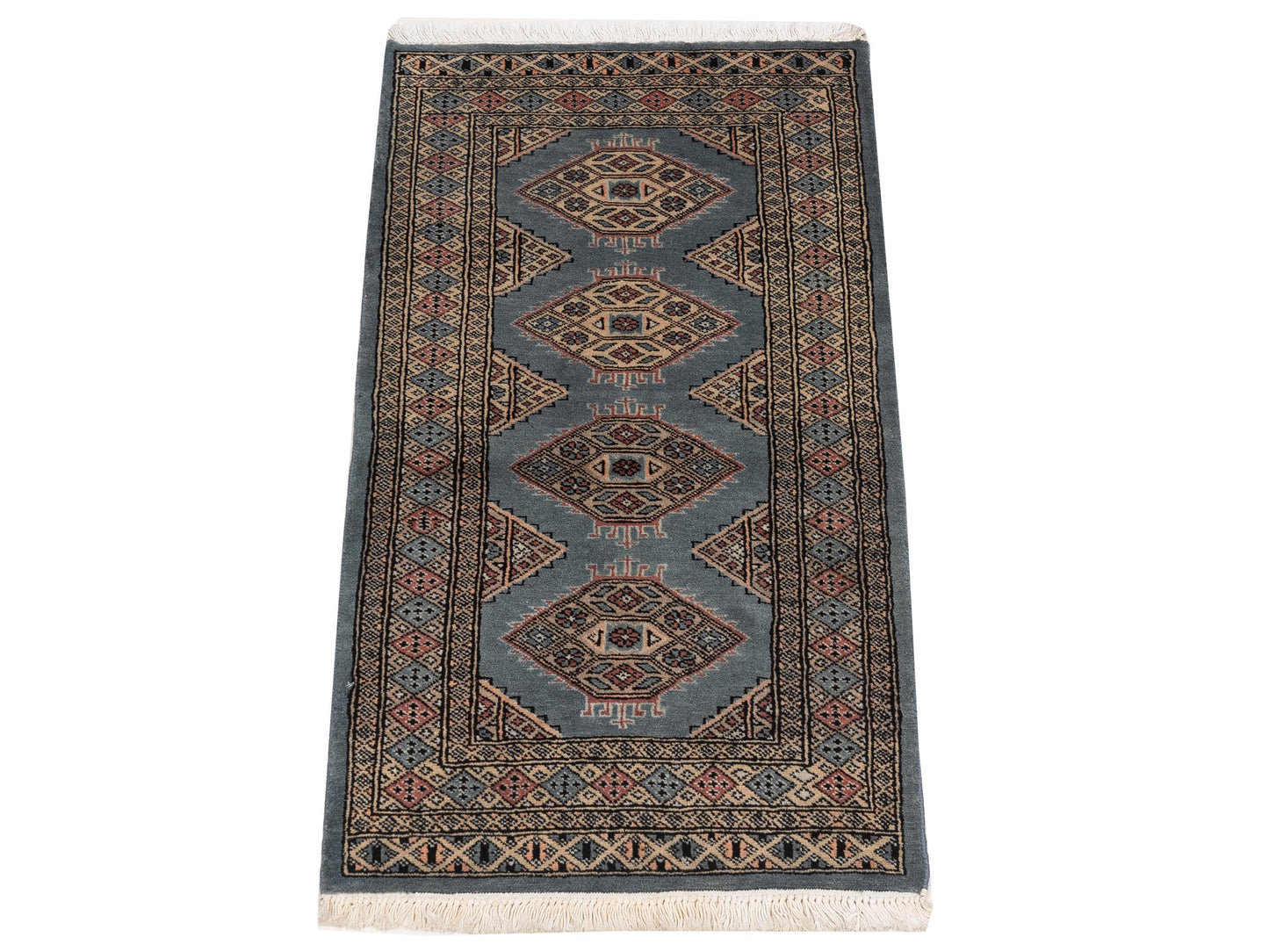Bokhara Blue Beige 2.1x3.10 Hand Knotted Rug