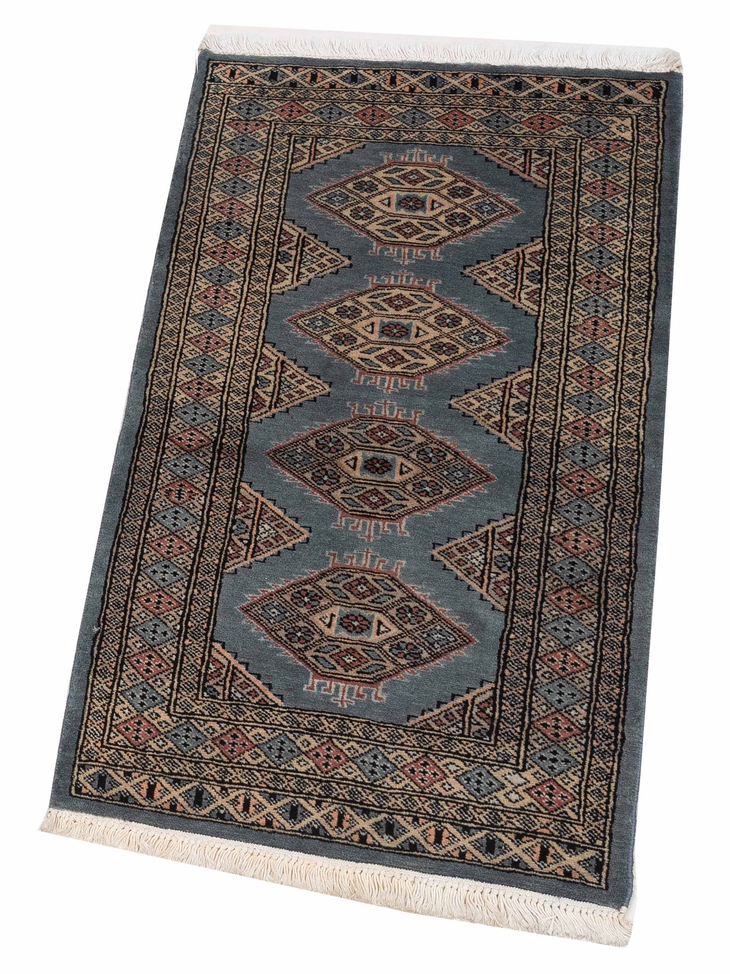 Bokhara Blue Beige 2.1x3.10 Hand Knotted Rug