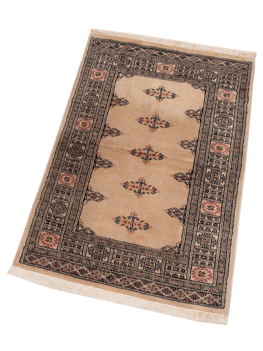 Bokhara Beige Gray 2.7x4.2 Hand Knotted Rug