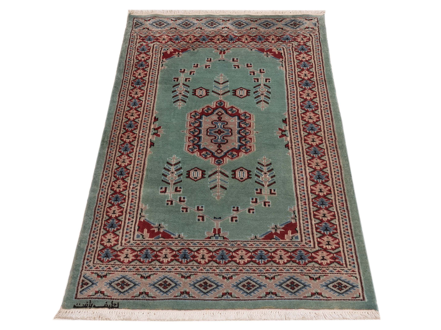 Bokhara Green Beige 2.8x4.10 Hand Knotted Rug