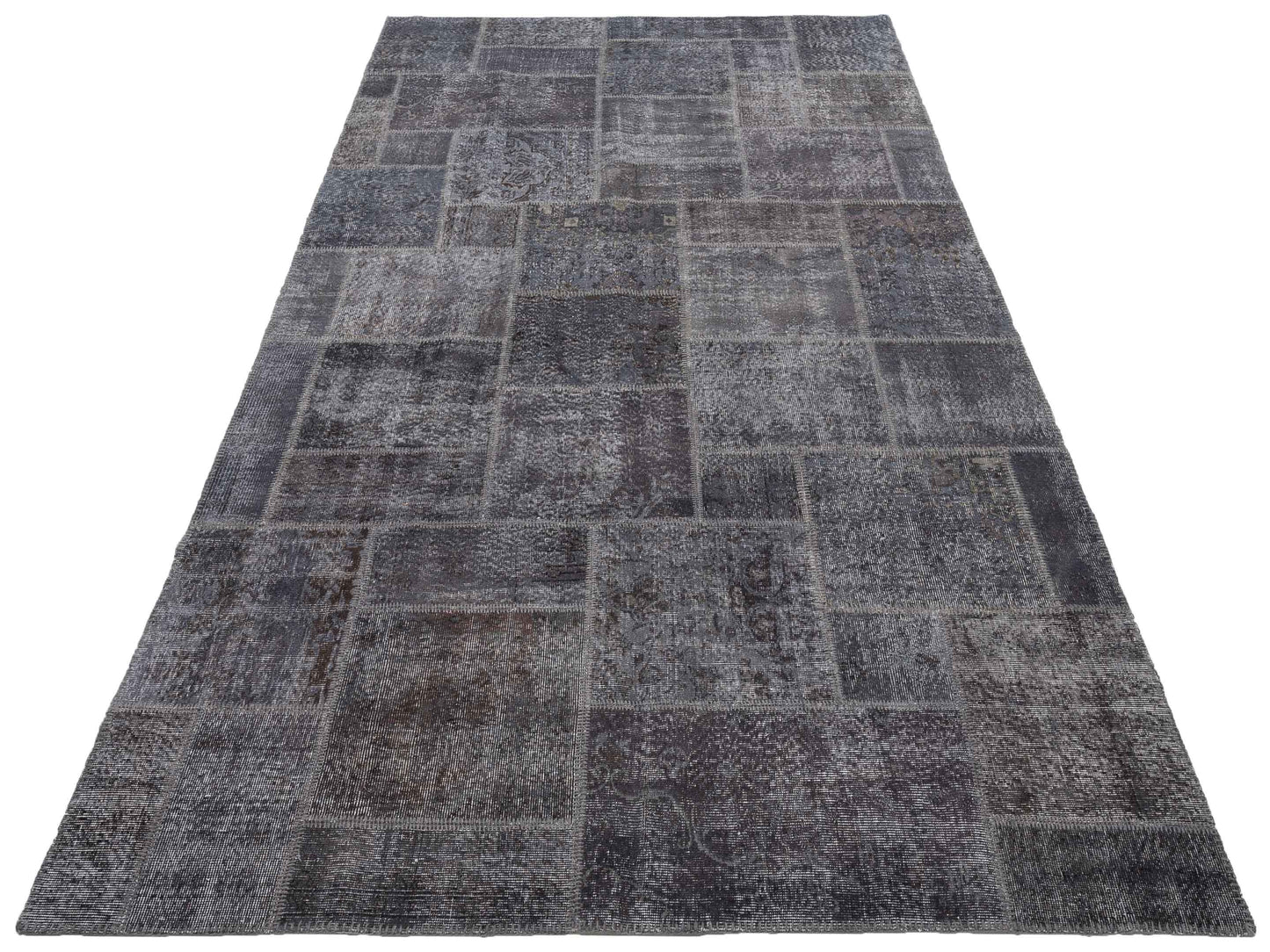Patchwork Dark Gray 6.11x12.10 Hand Knotted Rug