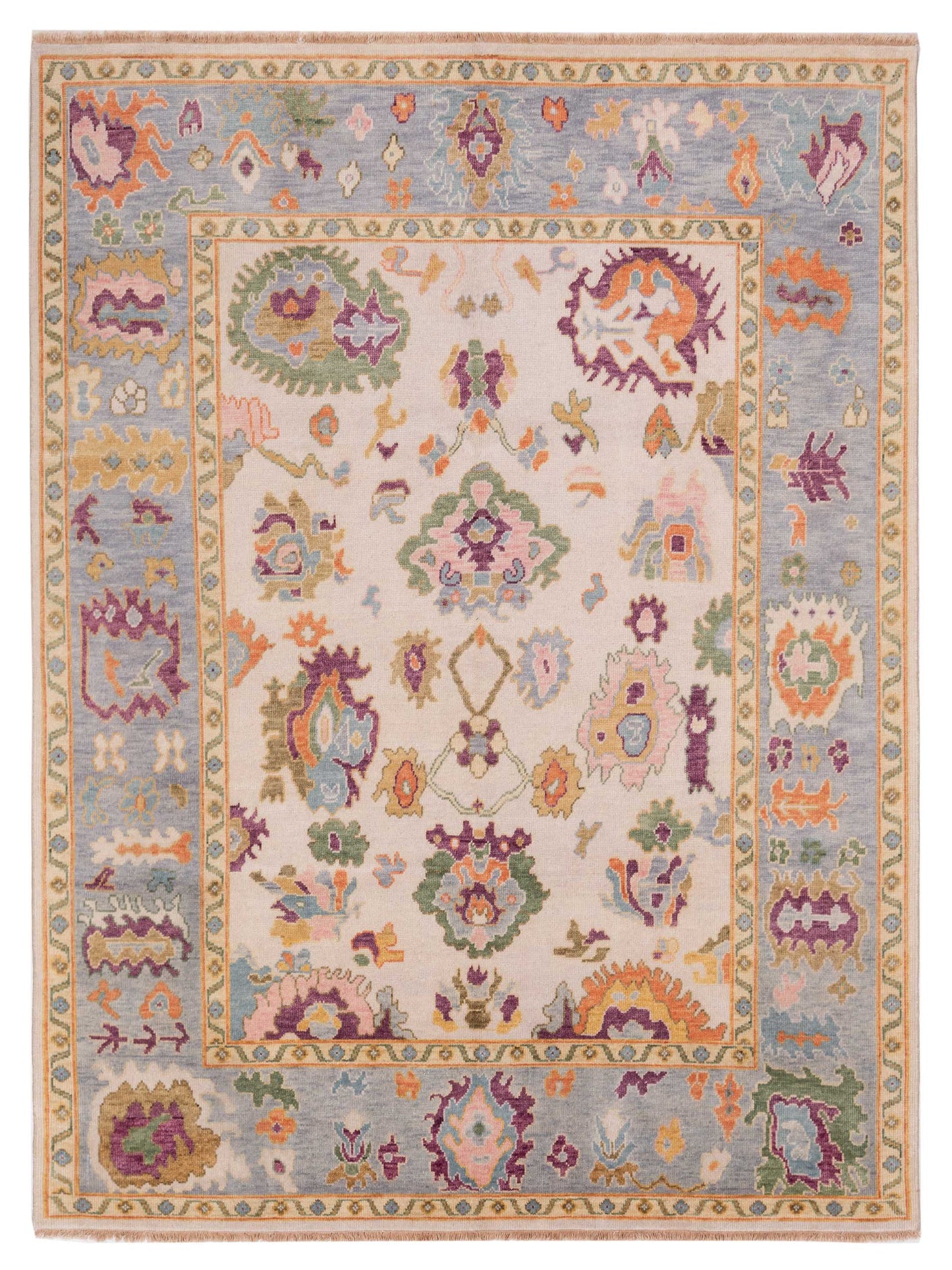 Rajpur Oushak Shah  Ivory Silver Traditional