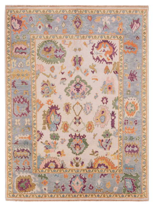 Rajpur Oushak Shah  Ivory Silver Traditional