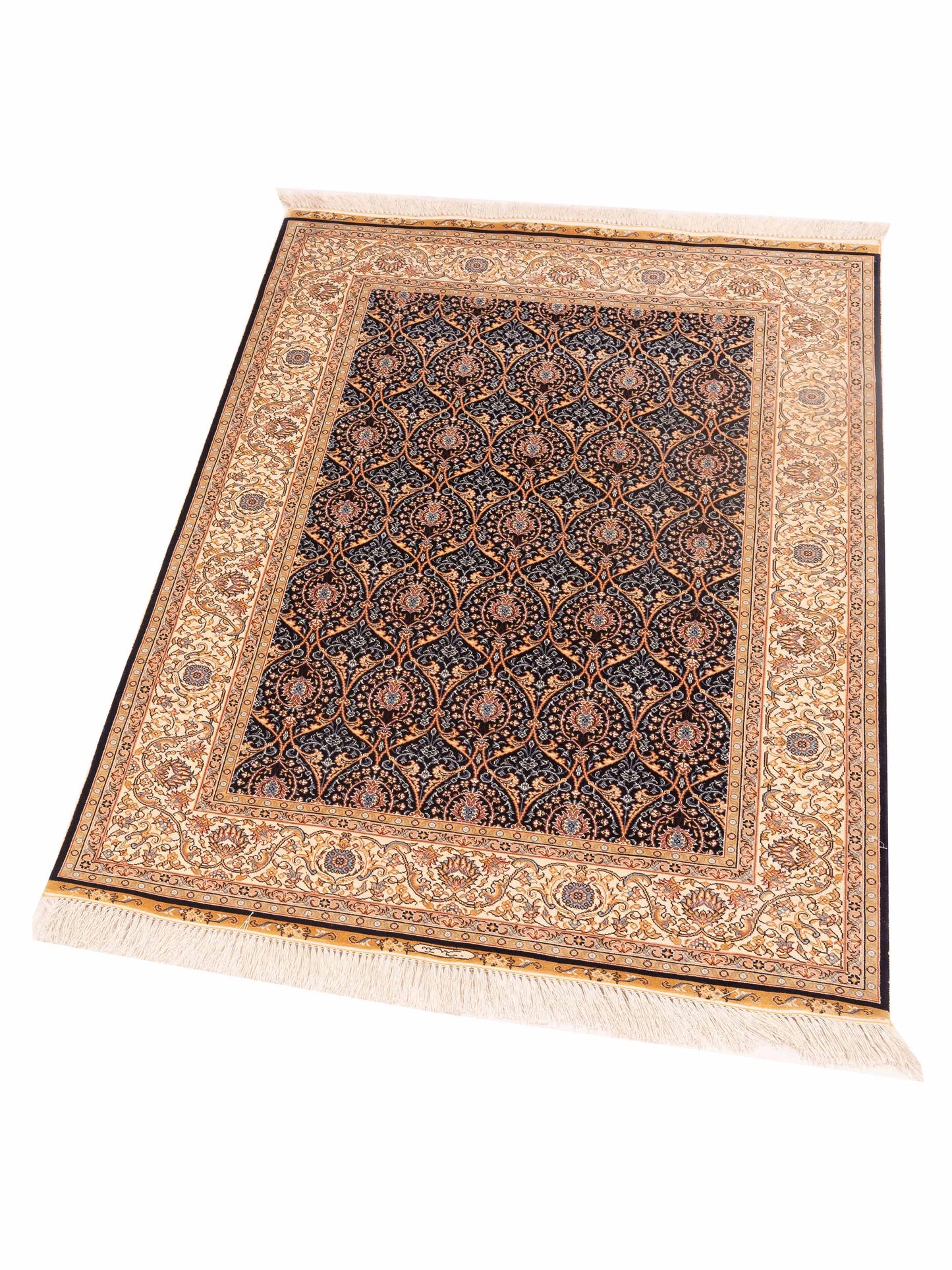 Serelis Dark Blue Beige 3.3x5 Hand Knotted Rug