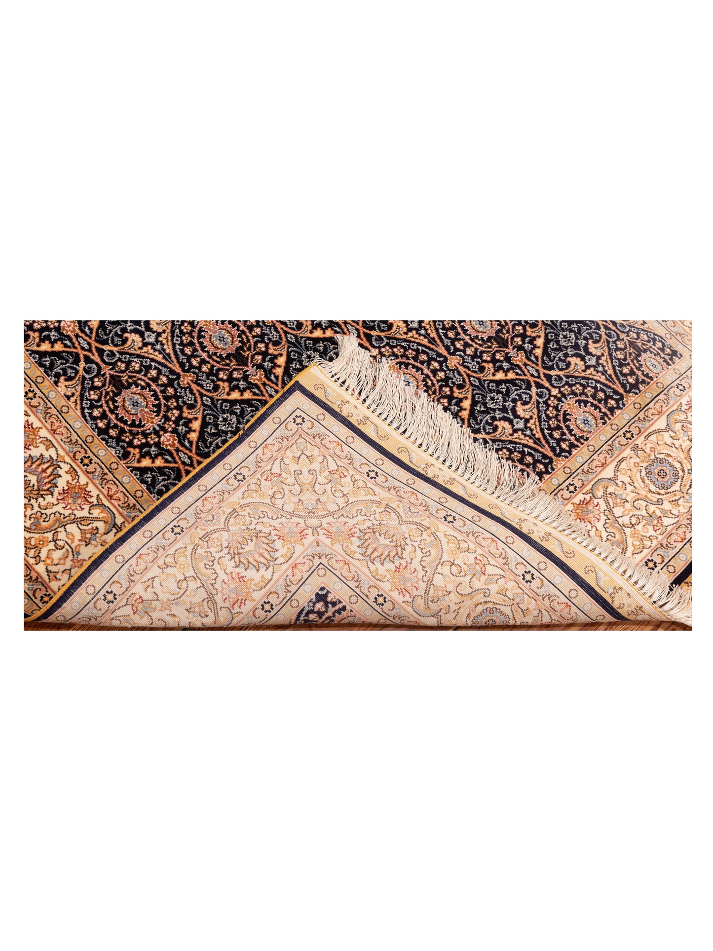 Serelis Dark Blue Beige 3.3x5 Hand Knotted Rug