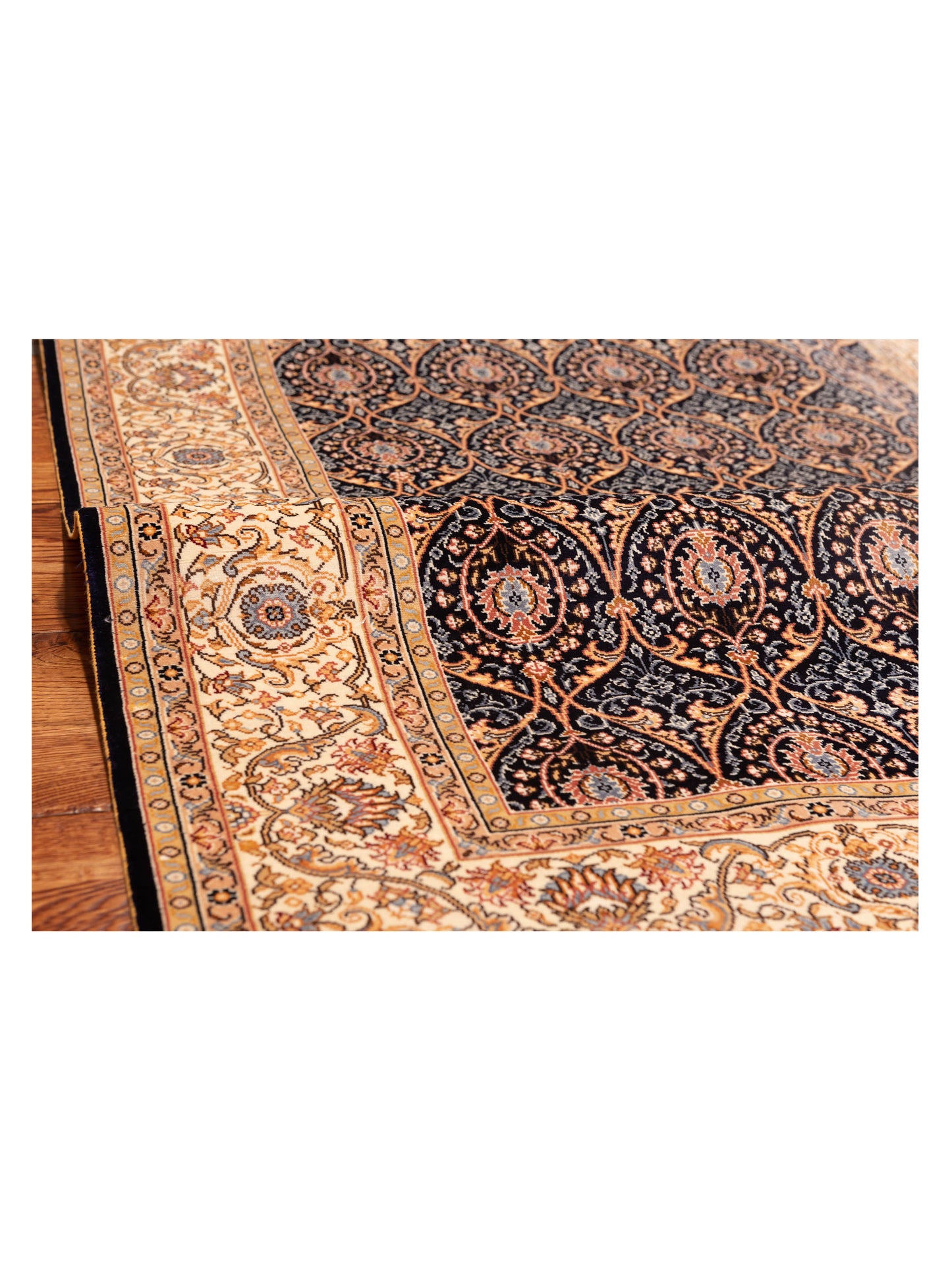 Serelis Dark Blue Beige 3.3x5 Hand Knotted Rug