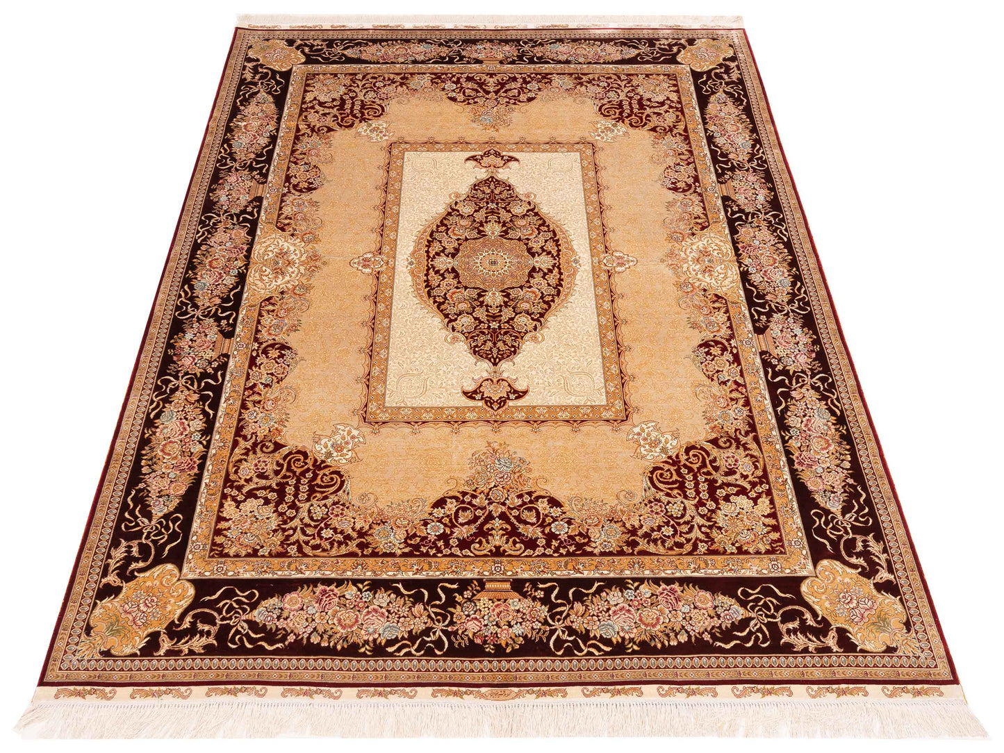 Serelis Camel Burgundy 6x8.5 Hand Knotted Rug