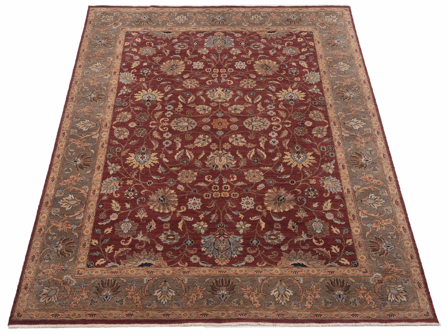 Corvella Rust Green 9x12 Hand Knotted Rug