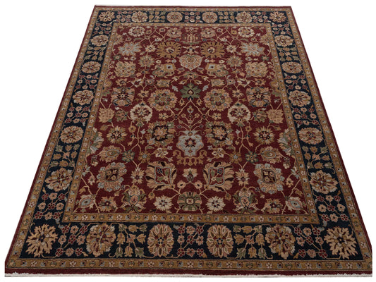 Corvella Red Navy 8x9.8 Hand Knotted Rug