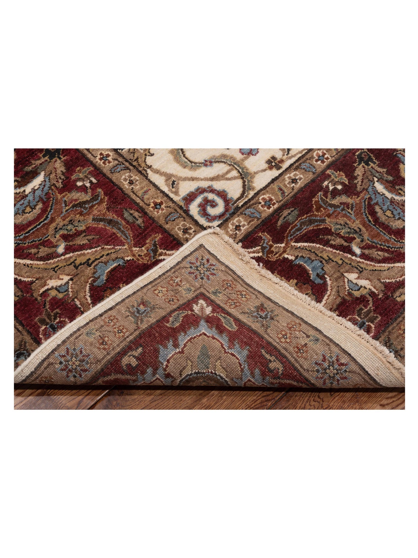 Corvella Ivory Burgundy 8x10.1 Hand Knotted Rug