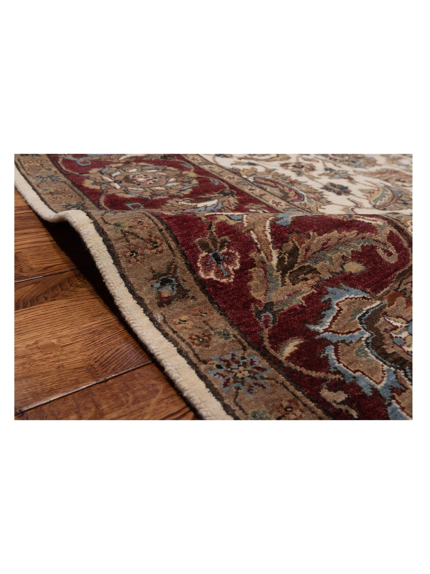 Corvella Ivory Burgundy 8x10.1 Hand Knotted Rug