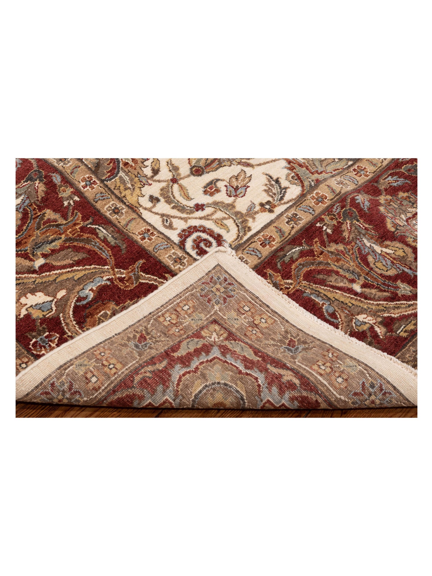 Corvella Ivory Burgundy 9.1x12.2 Hand Knotted Rug