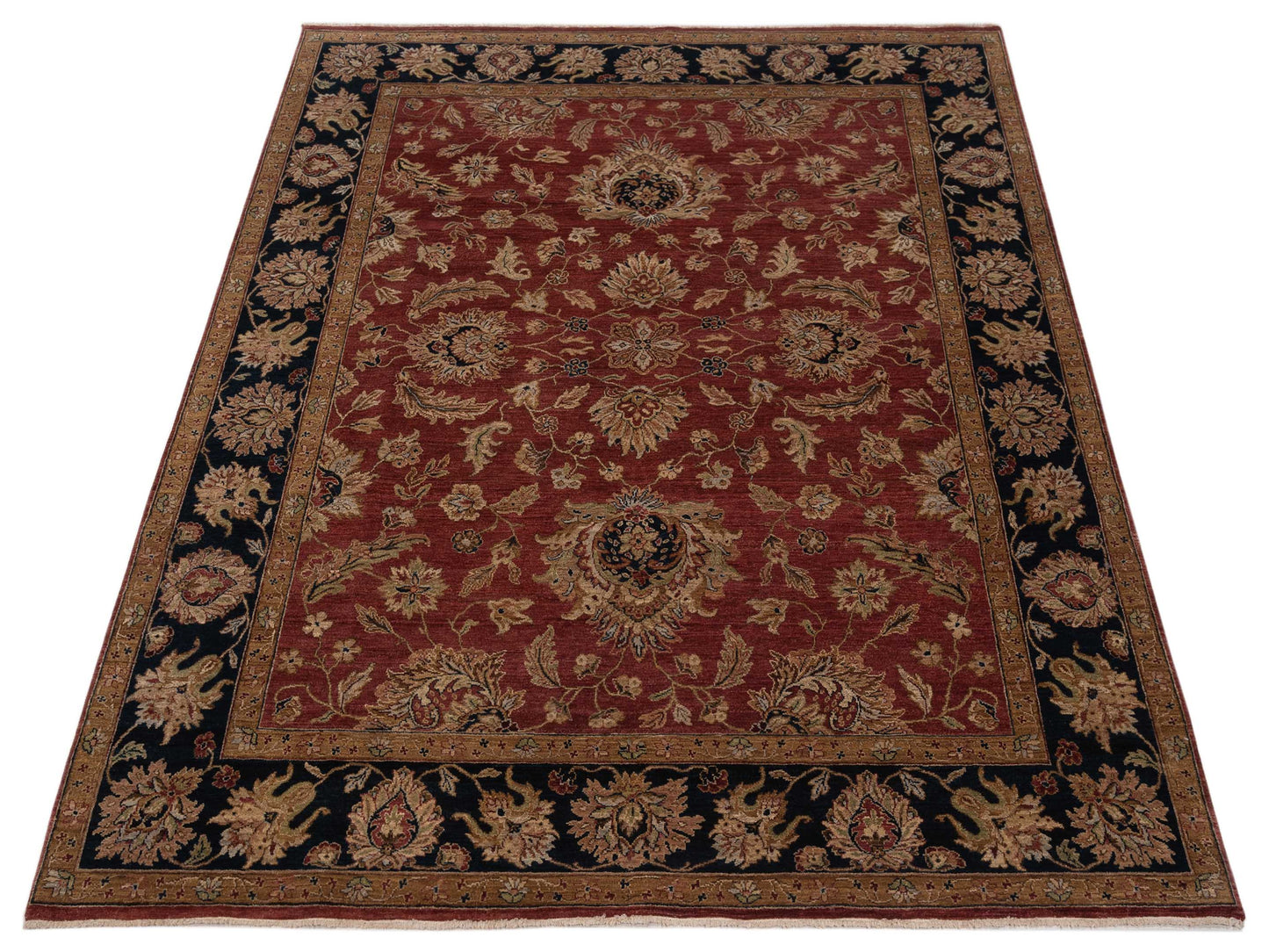 Corvella Red Navy 8x10 Hand Knotted Rug
