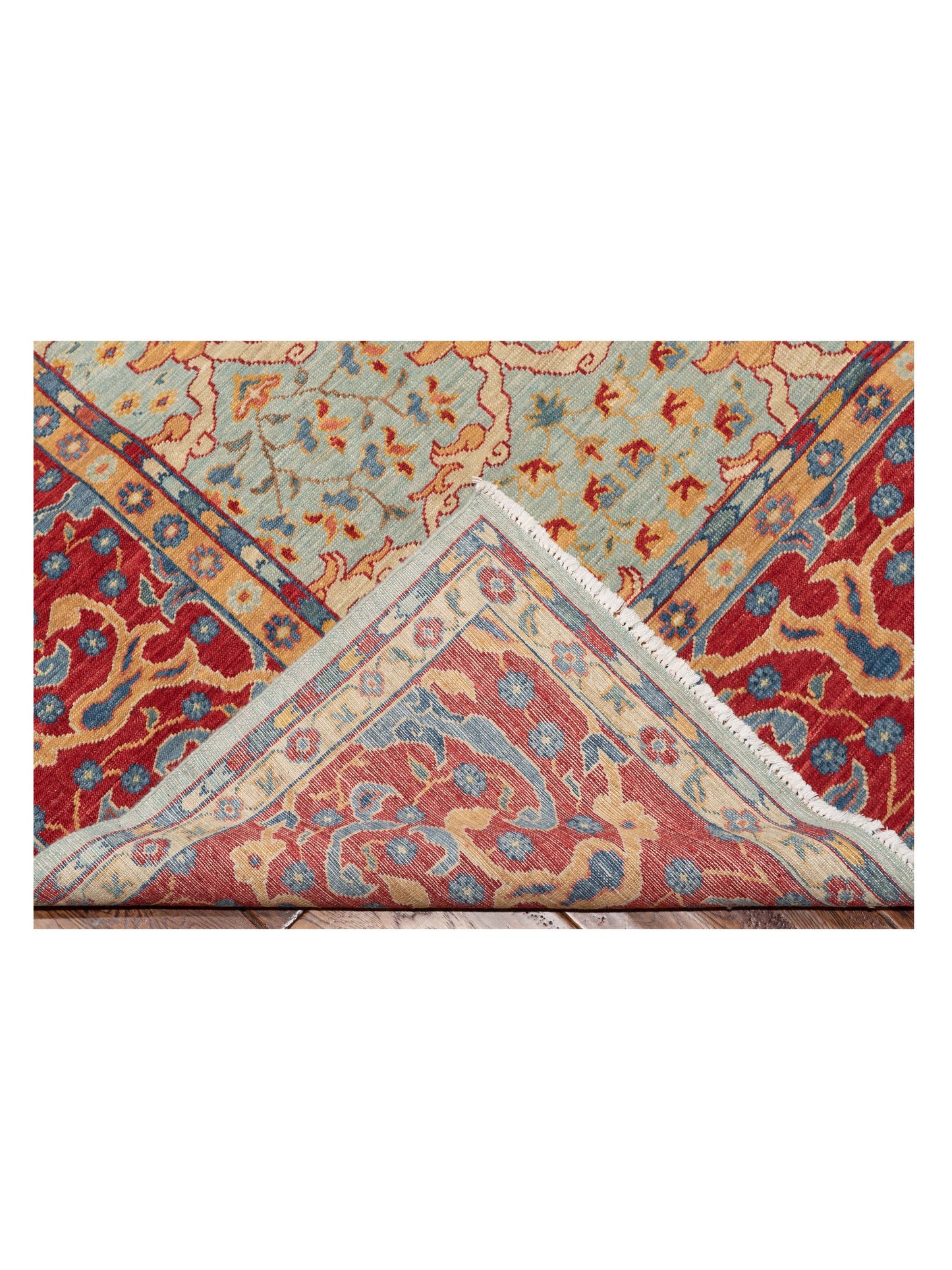 Antiqua Fine Sea Blue Red 8.1x13.4 Hand Knotted Rug