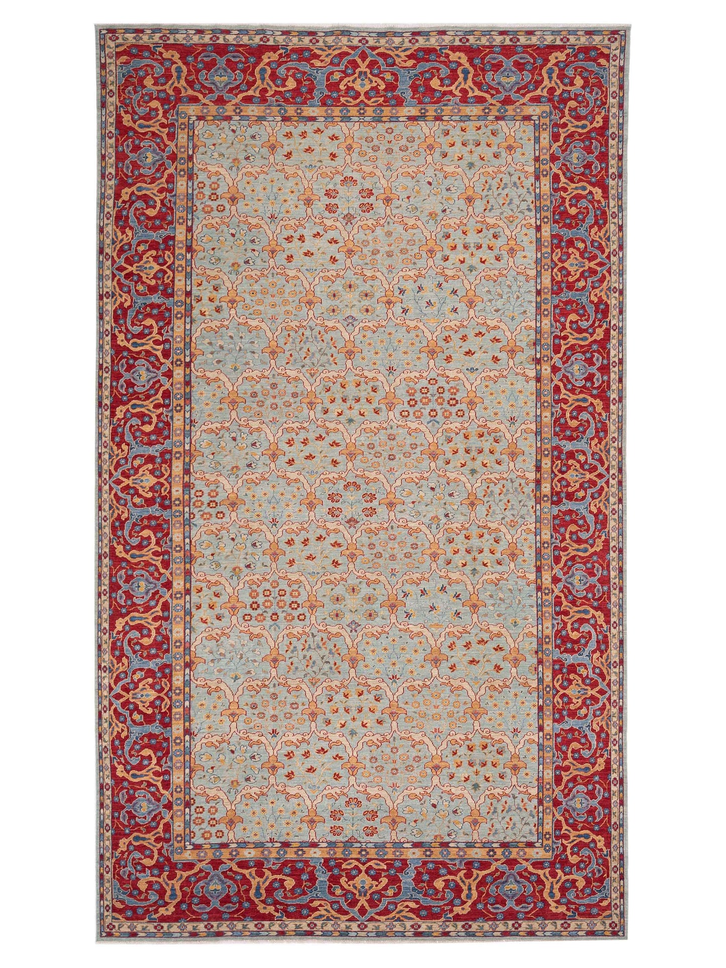 Pasha Antique Loom Fine  Sea Blue Red Traditional