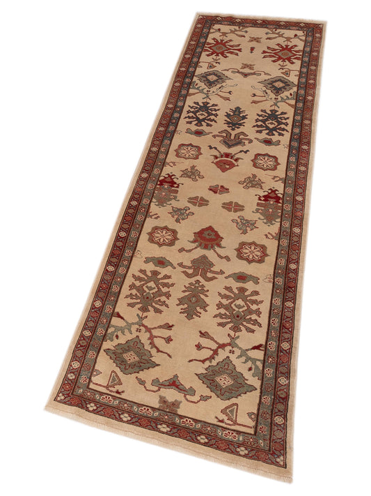 Antiqua Loom Ivory Green 3x11.1 Hand Knotted Rug