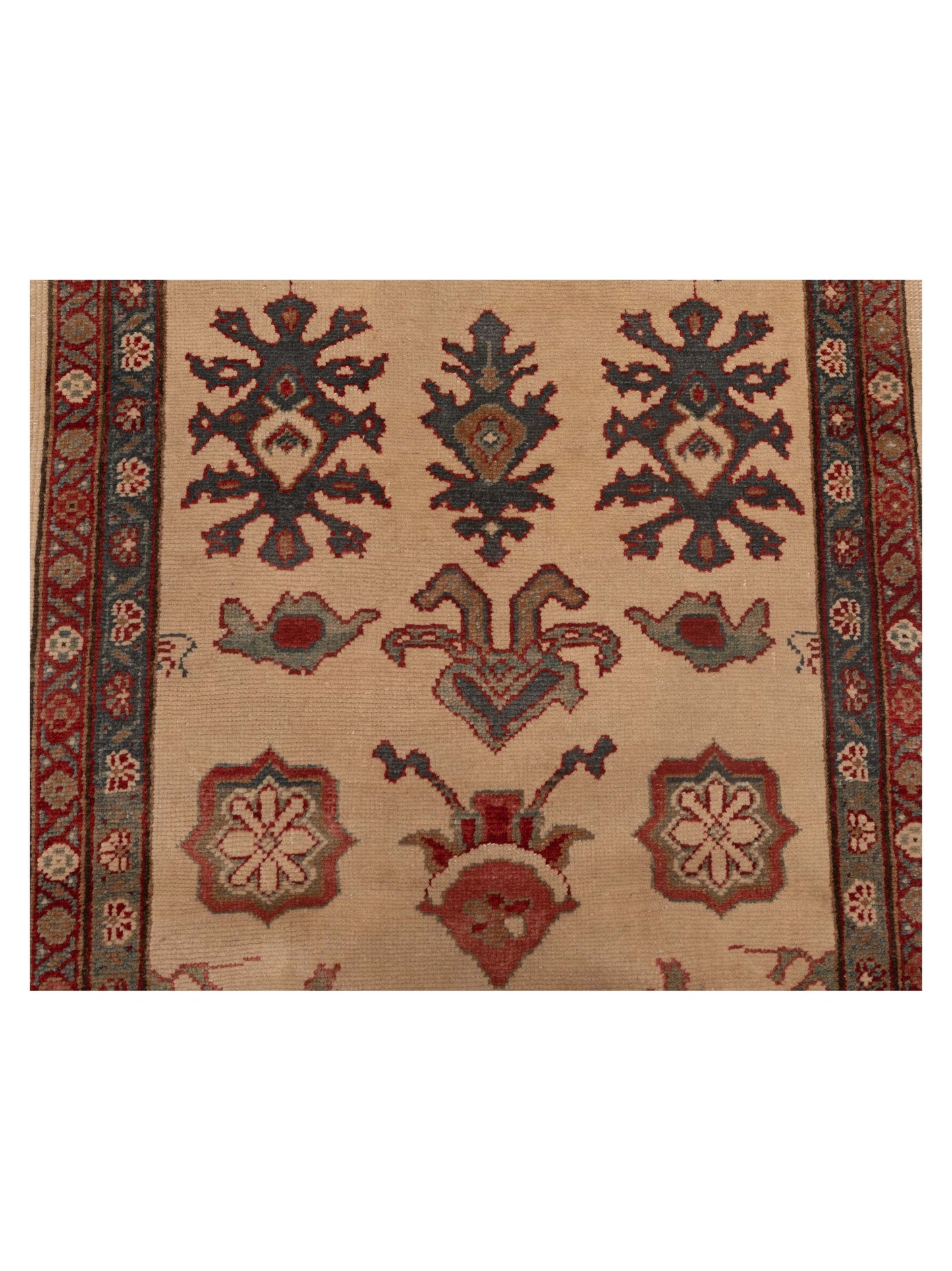 Antiqua Loom Ivory Green 3x11.1 Hand Knotted Rug