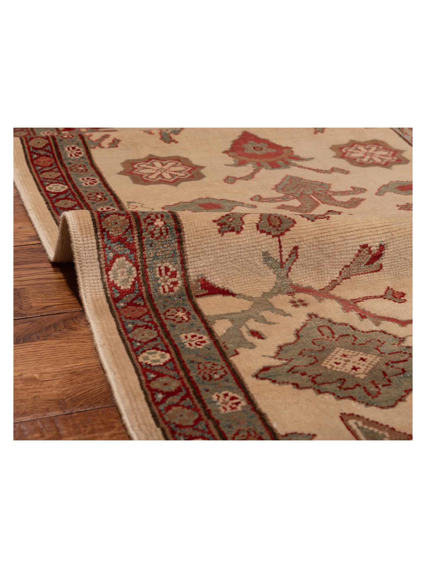 Antiqua Loom Ivory Green 3x11.1 Hand Knotted Rug
