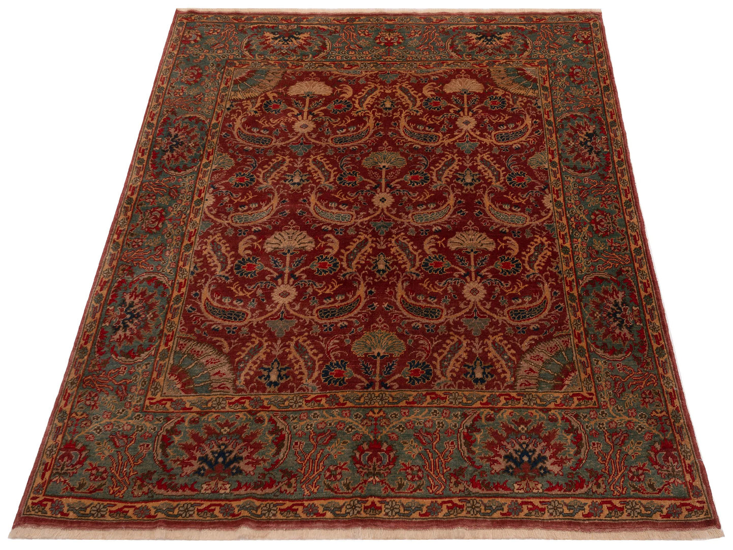 Antiqua Loom Red Blue 6.8x6.9 Hand Knotted Rug